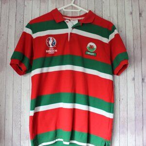 UEFA EUROS 2016 Soccer/Football Striped Wales Polo Size Medium